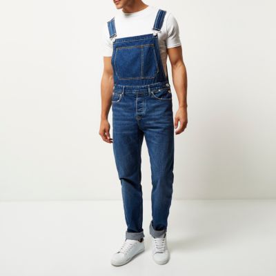 Mid blue wash dungarees